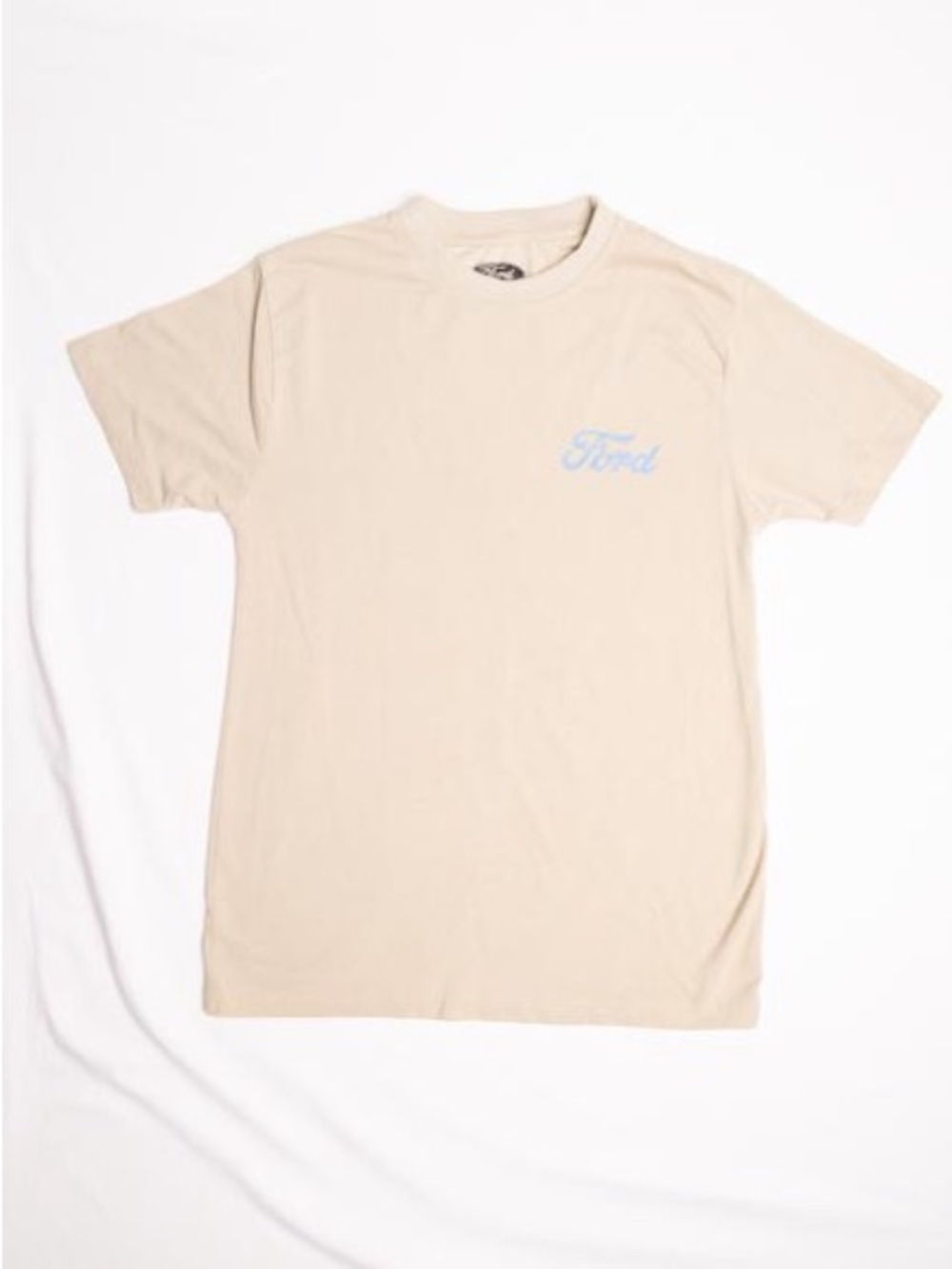 Ford 1966 Mustang Graphic T-Shirt Men Small Tan Vintage Car Short Sleeve Tee